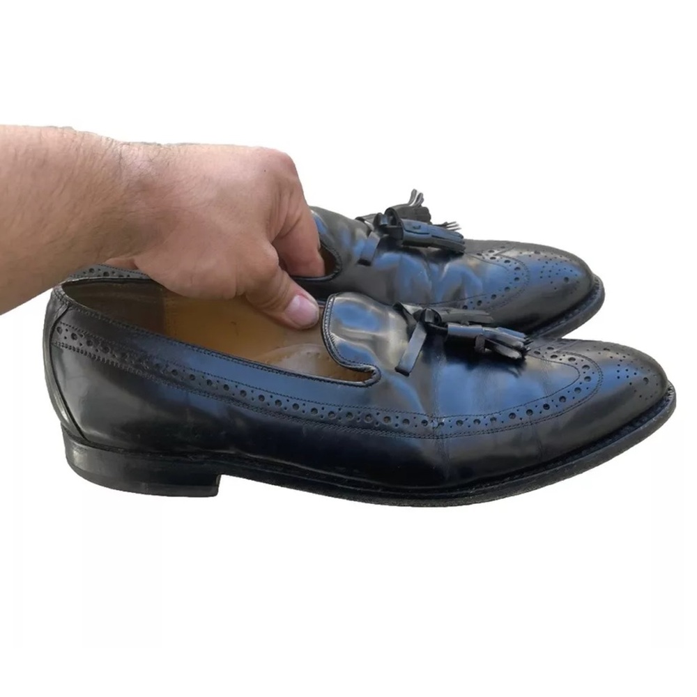 Johnston & Murphy Crown Aristocraft Black Leather Tassel Loafers Men 10 D USA